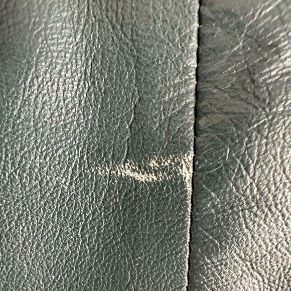 HINGE Women's Scalloped Zipper Front Soft Leather Jacket Teal Size Medium - Picture 14 of 14